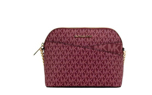 Michael Kors Jet Set Medium Mulberry PVC Leather X Cross Dome Crossbody Handbag